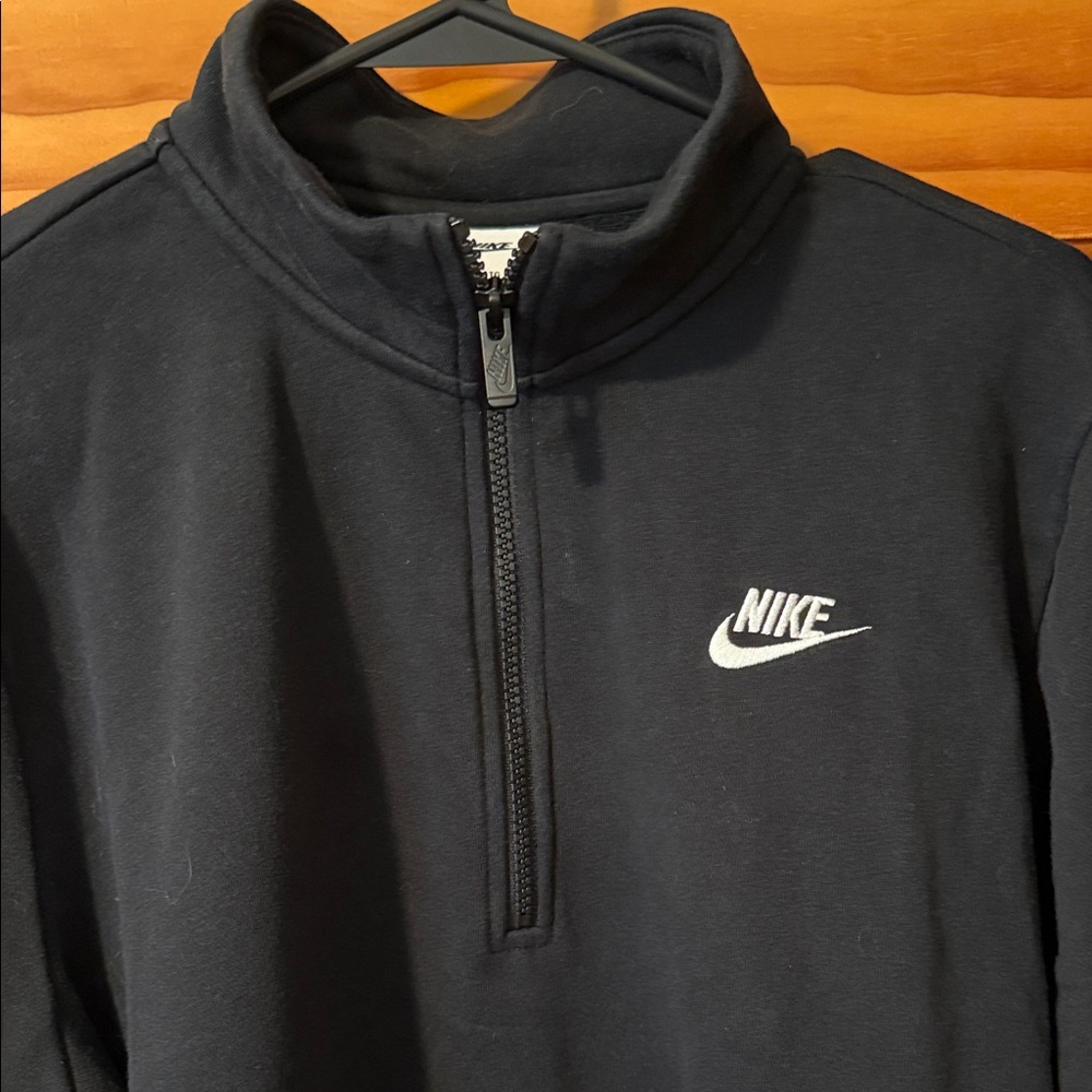 Nike Women's Black Half-Zip Crew with White Swoosh